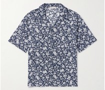 Air Hemd aus einer Leinen-Lyocell-Mischung mit Blumenprint und wandelbarem Kragen