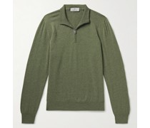 Schmal geschnittener Kaschmirpullover mit kurzem Reißverschluss
