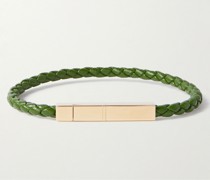 Geflochtenes Armband aus Leder mit vergoldetem Verschluss