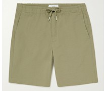 Shorts aus Biobaumwoll-Seersucker mit Kordelzugbund und geradem Bein