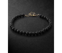 Armband mit Perlen aus Lavastein und Details aus Gold