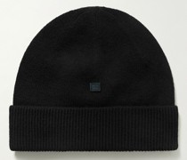 Beanie aus Wolle mit Logoapplikation
