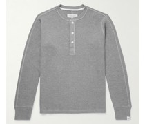 Garment-Dyed Waffle-Knit Cotton Henley T-Shirt