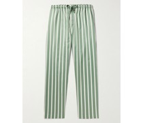 Gestreifte Hose mit Kordelzugbund und geradem Bein aus Royal 219 Baumwollsatin