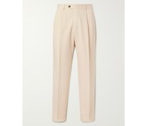 Gerade geschnittene Hose aus Seiden-Twill mit Falten