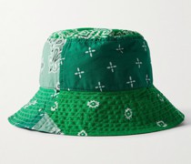 Fischerhut aus Baumwoll-Voile mit Bandana-Print und Logoapplikation