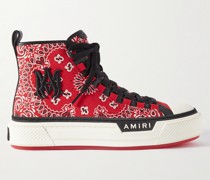High-Top Sneakers aus Canvas mit Lederbesatz und Paisley-Print