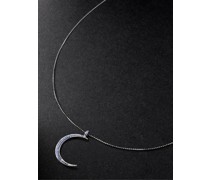 Large Moon White Gold Sapphire Necklace