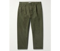 Cropped Tapered Cotton-Blend Twill Chinos