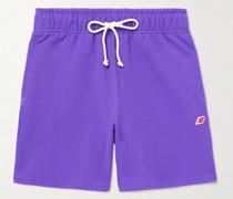 Gerade geschnittene Shorts aus Baumwoll-Jersey mit Kordelzugbund und Logoapplikation