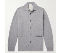 Cardigan aus einer Kaschmir-Baumwollmischung mit Lederbesatz