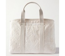 Scritto Tote aus Frottee mit Canvas-Besätzen und Logoprägung