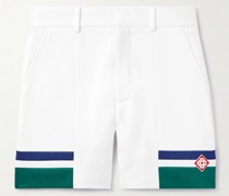 Gerade geschnittene Shorts aus Trikot mit Streifen und Logoapplikation