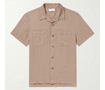 Convertible-Collar Garment-Dyed Cotton and Linen-Blend Shirt