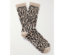 Socken mit Leoparden-Intarsienmuster