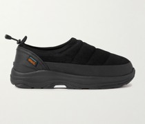 Pepper-Sev Slip-ons aus gestepptem Veloursleder mit Lederbesatz