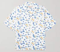Hemd aus bedruckter Baumwollpopeline mit wandelbarem Kragen