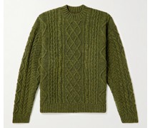 Pullover aus einer Wollmischung in Zopfstrick mit Intarsienmotiven
