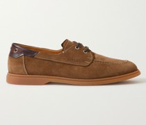 Latitude Leather-Trimmed Suede Boat Shoes