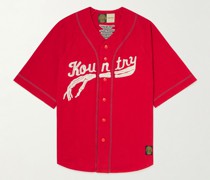 Oversized-Baseballhemd aus Baumwoll-Jersey mit Logoapplikation