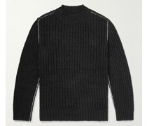 Gerippter Pullover aus Baumwolle in Lochstrick