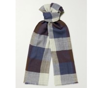 Fringed Checked Wool Scarf