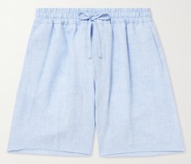 Gerade geschnittene Shorts aus Leinen mit Kordelzugbund