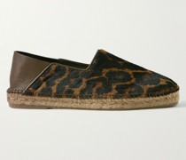 Barnes Collapsible-Heel Leopard-Print Calf Hair and Leather Espadrilles