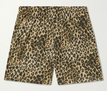 Practice Straight-Leg Leopard-Print Mesh Shorts