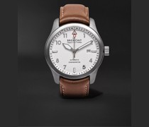 SOLO White Automatic 43mm Steel and Leather Watch, Ref. SOLO43-WS-R-S