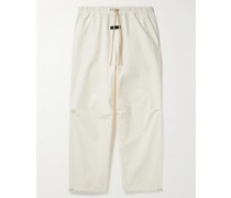 Gerade geschnittene Hose aus einer Baumwollmischung mit Kordelzugbund und Logoapplikation
