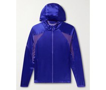 5.0+ Kapuzenjacke aus Seidensatin mit Mesh-Einsätzen