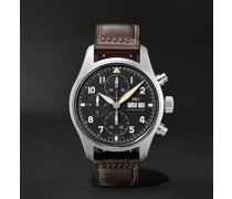 Pilot's Spitfire Automatic Chronograph 41 mm Uhr aus Edelstahl mit Lederarmband, Ref.-Nr. IW387903