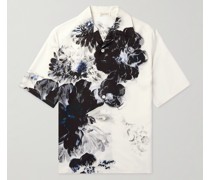 Hemd aus Seide mit Blumenprint und wandelbarem Kragen