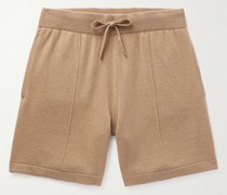 Gerade geschnittene Shorts aus einer Woll-Kaschmirmischung mit Kordelzugbund und Biesen
