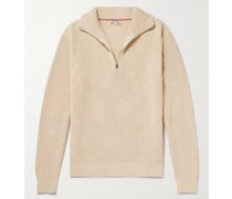 Pullover aus Baumwolle mit kurzem Reißverschluss