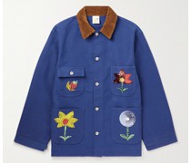 Arbeitsjacke aus Baumwolle mit Cordkragen und Pailletten