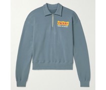 Sweatshirt mit kurzem Reißverschluss aus Baumwoll-Jersey mit Logoapplikation