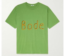 T-Shirt aus Baumwoll-Jersey mit Applikation aus Zackenlitze