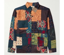 Arbeitsjacke aus gesteppter Seide mit Print