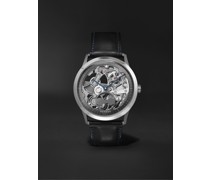 Slim d'Hermès Squelette Lune 39,5 mm Uhr aus Titan mit automatischem Aufzug und Lederarmband, Ref.-Nr.: 054695WW00