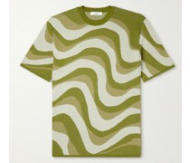 Wave Jacquard-Knit Mercerised Cotton T-Shirt