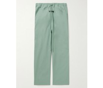 Hose aus Twill aus einer Baumwollmischung mit Logoapplikation und Kordelzugbund