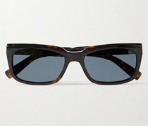 Sonnenbrille mit rechteckigem Rahmen aus Azetat in Schildpattoptik