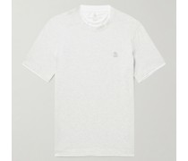 Schmal geschnittenes mehrlagiges T-Shirt aus Baumwoll-Jersey mit Logostickerei