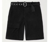 Gerade geschnittene Shorts aus Cord aus einer Baumwollmischung mit Gürtel