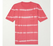 T-Shirt aus gestreiftem Flammgarn-Jersey aus Baumwolle mit Batikmuster