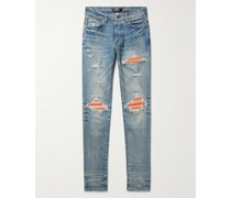 MX1 Skinny-Fit Ultrasuede®-Panelled Distressed Jeans