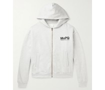 Kapuzenjacke aus Baumwoll-Jersey mit Logoprint und Reißverschluss