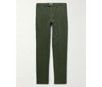 Schmal geschnittene Hose aus Stretch-Baumwoll-Twill